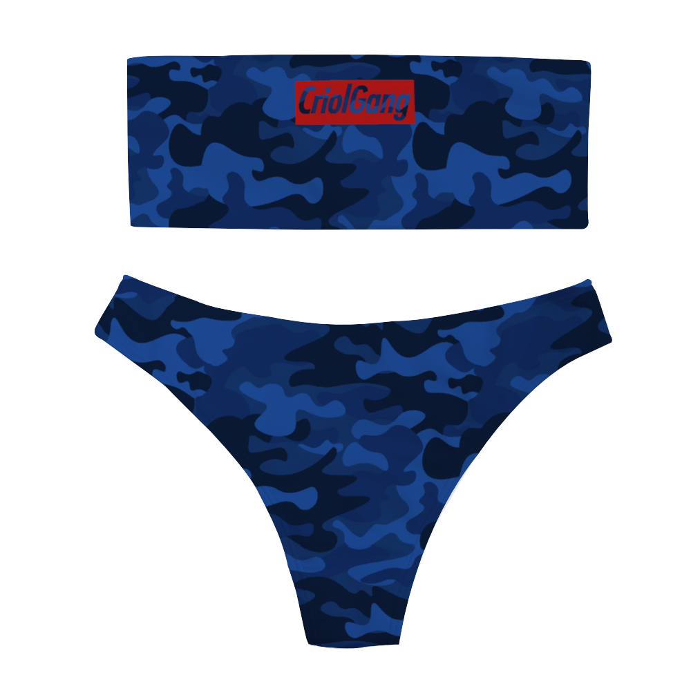 Cabo Verde CamoFlag Women's Bandeau Bikini with Padding Swimsuit