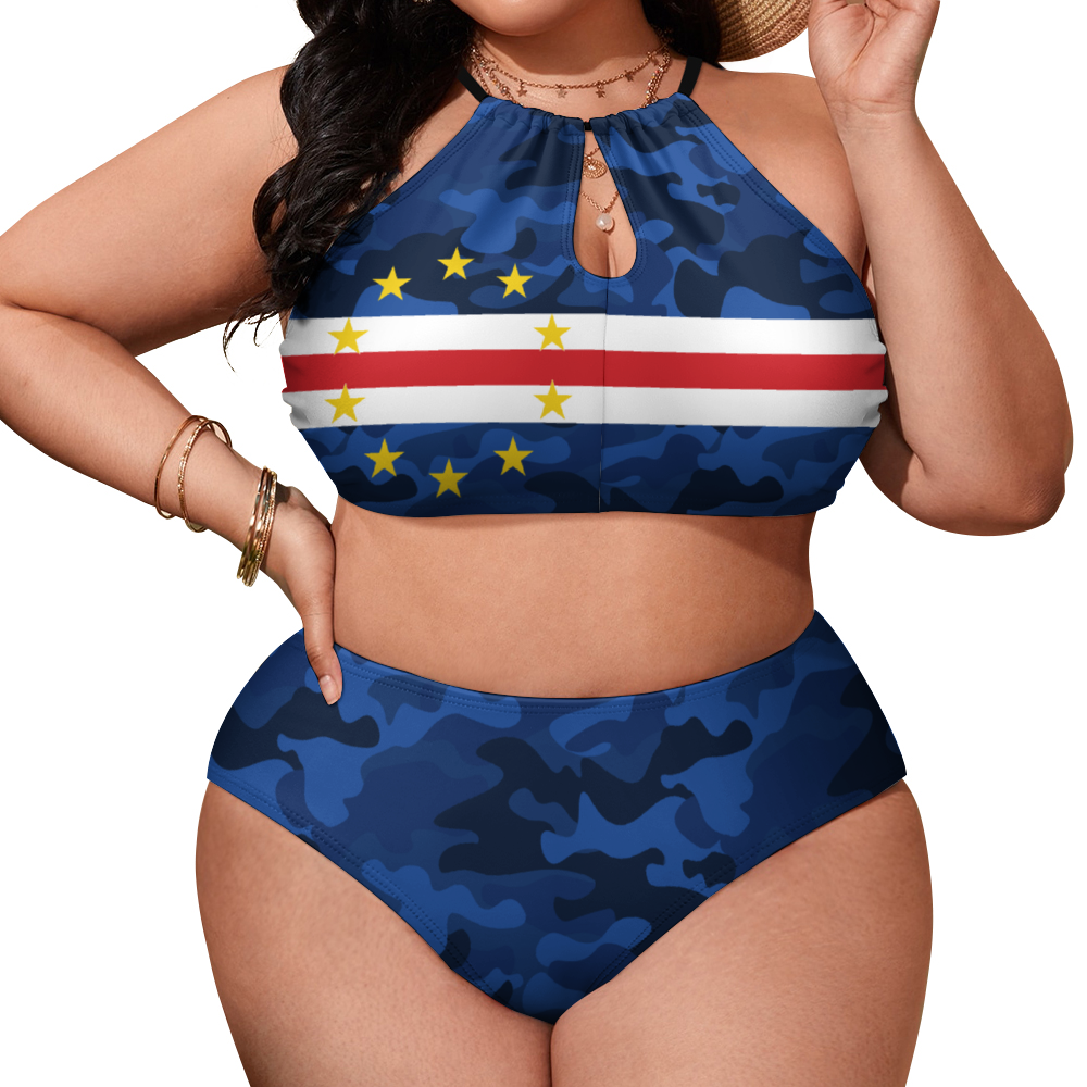 CaboVerde CamoFlag Plus Size Women's Two Piece Swimsuit Stylish Bikini Suits