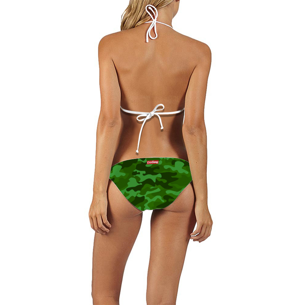 CaboVerde Old CamoFlag Women's Bikini String Triangle Two Piece Swimsuit No Pads