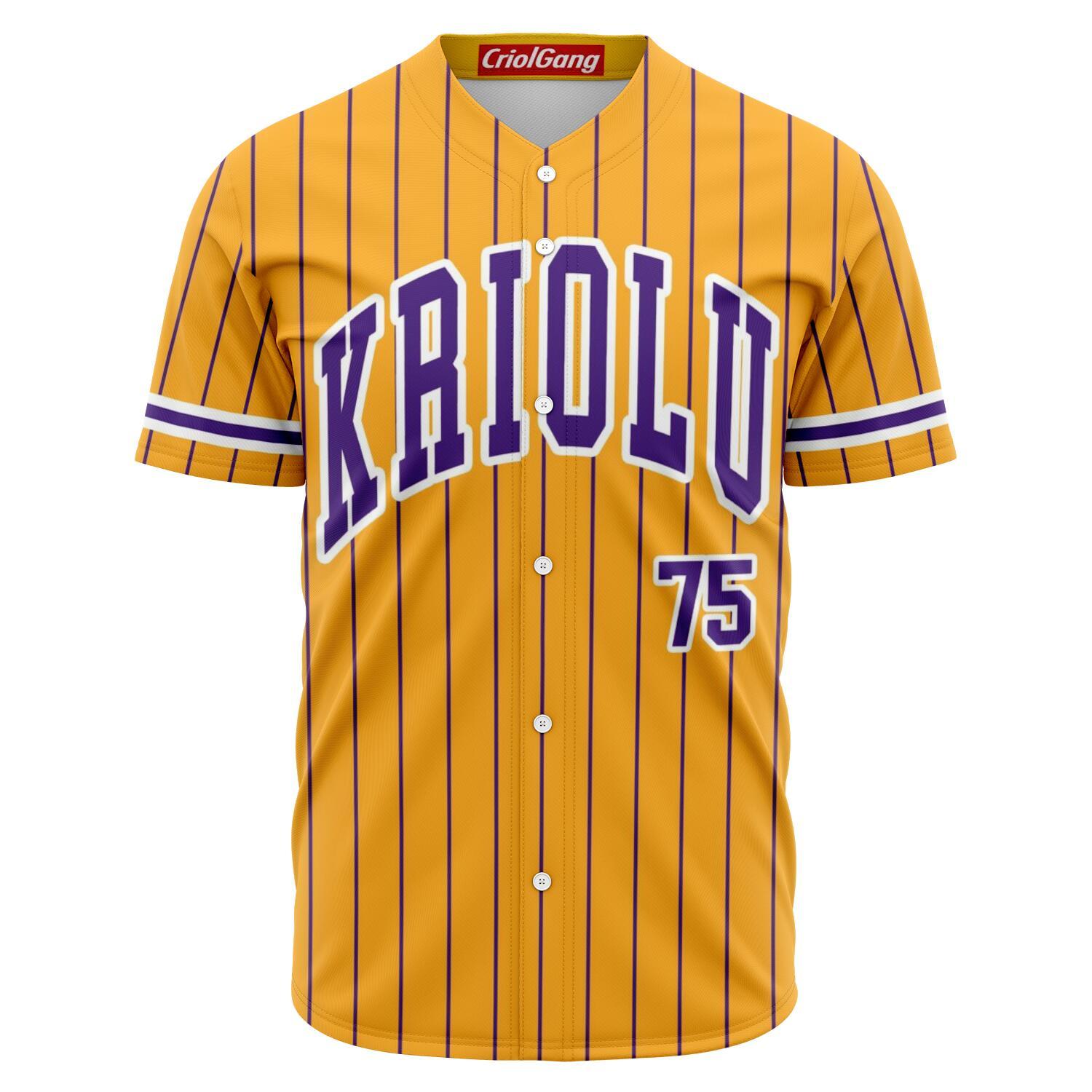 Cabo verde baseball jersey " KRIOLU/CABOGANG" yellow purple - CVC Streetwear