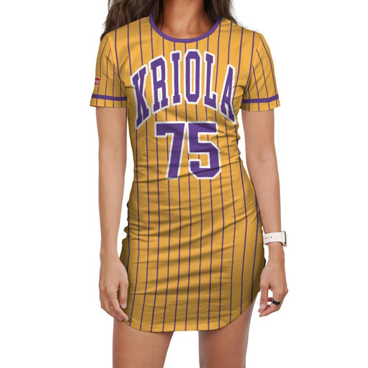 Kriola T-shirt Dress "CABOGANG" yellow/purple - CVC Streetwear